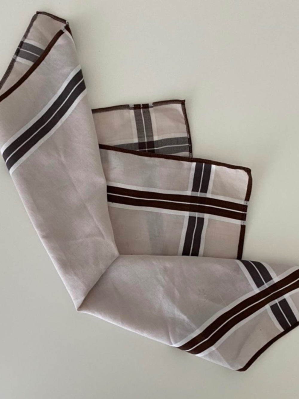Men’s square classic brown handkerchief, pocket square hand small scarf. Vintage